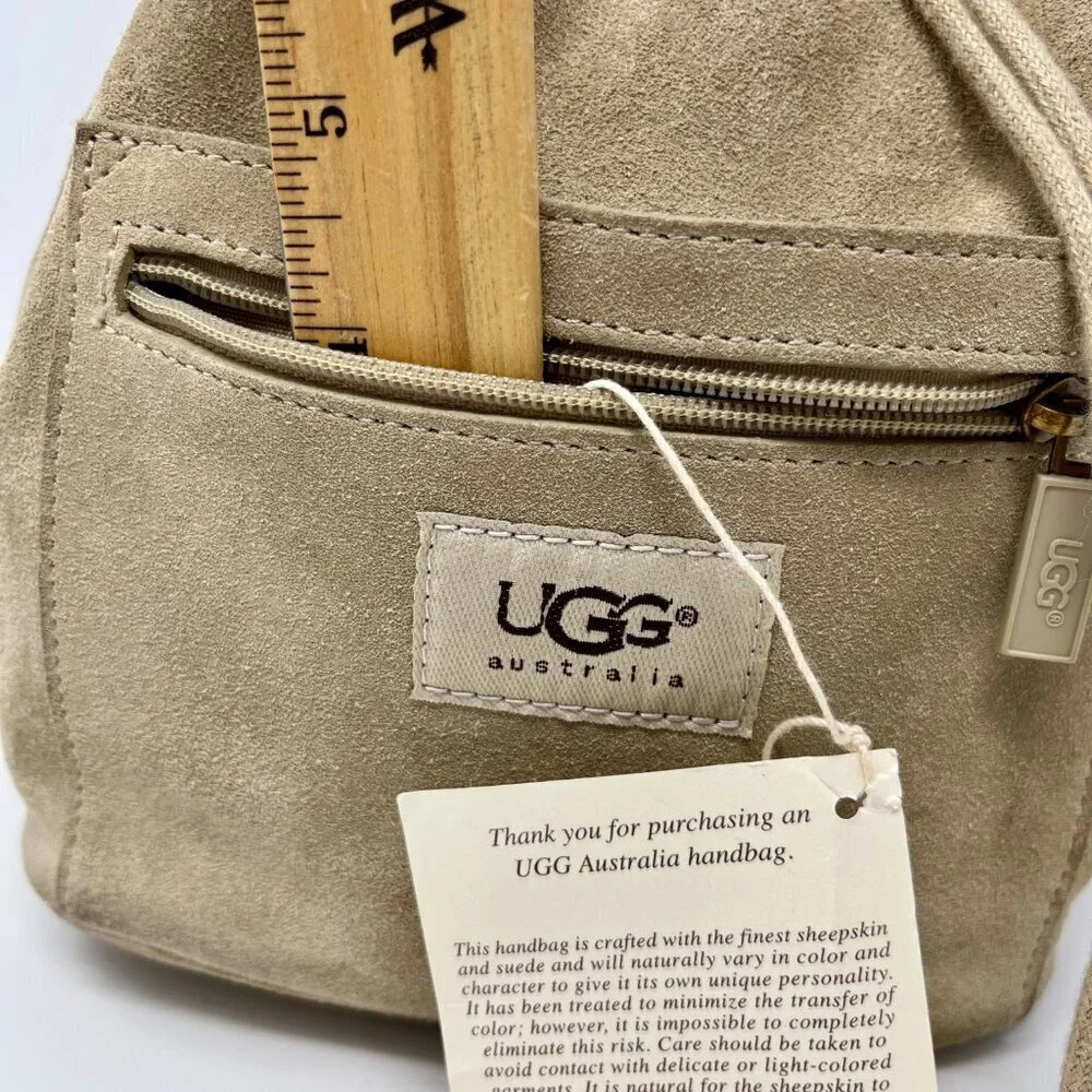UGG Australia Suede Shearlling Mini Drawstring Backpack.